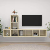 vidaXL TV Cabinet Set 3 Piece Chipboard Wall Mounted Furniture Multi Colors