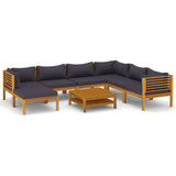 vidaXL 8 Piece Patio Lounge Set with Cushion Solid Acacia Wood