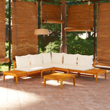 vidaXL 4-teiliges Terrassen-Lounge-Set mit cremeweißen Kissen aus Akazienholz