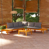 vidaXL 4-teiliges Terrassen-Lounge-Set mit dunkelgrauen Kissen aus Akazienholz