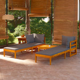 vidaXL 3-teiliges Terrassen-Lounge-Set mit dunkelgrauen Kissen aus Akazienholz