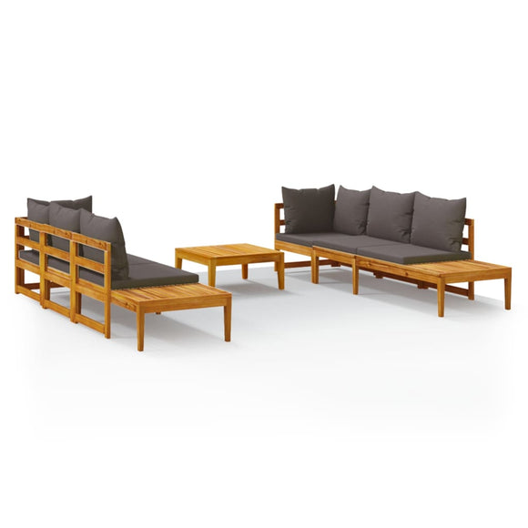 vidaXL 5-teiliges Terrassen-Lounge-Set mit dunkelgrauen Kissen aus Akazienholz