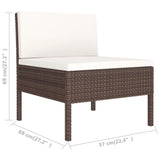 vidaXL Набір для відпочинку у патіо з 9 предметів із подушками з поліротангу коричневого кольору