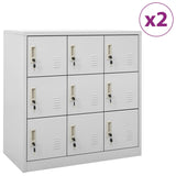 vidaXL Locker Cabinets 2 pcs Light Gray 35.4"x17.7"x36.4" Steel