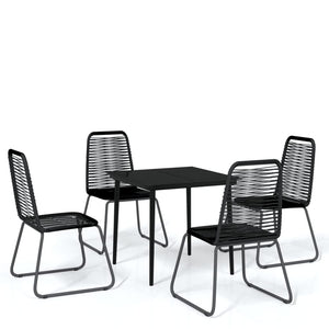 vidaXL Обідній набір для патіо, чорні меблі 3/5/7 предметів, довжина столу 31,5 дюйма/55,1 дюйма