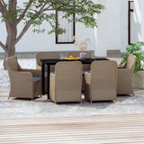 vidaXL Patio Dining Set Seat3/5/7 Piece Black/Brown 31.5"/55.1" Table Length