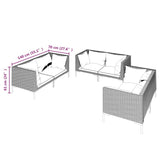 vidaXL 6-teiliges Terrassen-Lounge-Set mit Kissen Poly Rattan Dunkelgrau