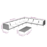 vidaXL 9-teiliges Terrassen-Lounge-Set mit Kissen Poly Rattan Dunkelgrau