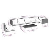 vidaXL 8-teiliges Terrassen-Lounge-Set mit Kissen Poly Rattan Dunkelgrau