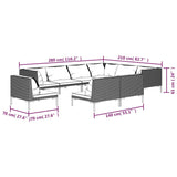 vidaXL 9-teiliges Terrassen-Lounge-Set mit Kissen Poly Rattan Dunkelgrau