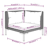 vidaXL Набір для відпочинку у патіо з 9 предметів з подушками з поліротангу, темно-сірий