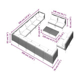 vidaXL 14-teiliges Terrassen-Lounge-Set mit Kissen Poly Rattan Dunkelgrau