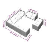 vidaXL 11-teiliges Terrassen-Lounge-Set mit Kissen Poly Rattan Dunkelgrau
