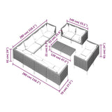 vidaXL 12-teiliges Terrassen-Lounge-Set mit Kissen Poly Rattan Dunkelgrau