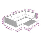 vidaXL Набір для відпочинку у патіо з 7 предметів і подушками з поліротангу, темно-сірий