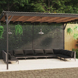 vidaXL 10-teiliges Terrassen-Lounge-Set mit Kissen Poly Rattan Dunkelgrau