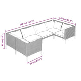 vidaXL 6-teiliges Terrassen-Lounge-Set mit Kissen Poly Rattan Dunkelgrau