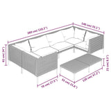 vidaXL 7-teiliges Terrassen-Lounge-Set mit Kissen Poly Rattan Dunkelgrau
