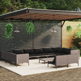vidaXL 13-teiliges Terrassen-Lounge-Set mit Kissen Poly Rattan Dunkelgrau