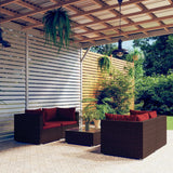 vidaXL 5-teiliges Terrassen-Lounge-Set mit Kissen Poly Rattan Braun