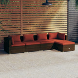 vidaXL Набір для відпочинку у патіо з 5 предметів і подушками з поліротангу коричневого кольору