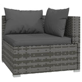 vidaXL Набір для відпочинку у патіо з 10 предметів із подушками із поліротангу сірого кольору