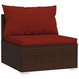 vidaXL Набір для відпочинку у патіо з 6 предметів і подушками з поліротангу коричневого кольору