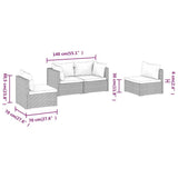 vidaXL 4-teiliges Terrassen-Lounge-Set mit Kissen Poly Rattan Braun