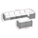 vidaXL 8-teiliges Garten-Lounge-Set mit Kissen Schwarz Polyrattan