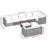 vidaXL 9-teiliges Terrassen-Lounge-Set mit Kissen Graues Polyrattan