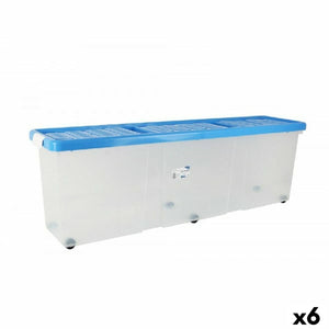 Storage Box with Lid Tontarelli Wheels Transparent Plastic Blue 120 x 30 x 39 cm (6 Units)-0