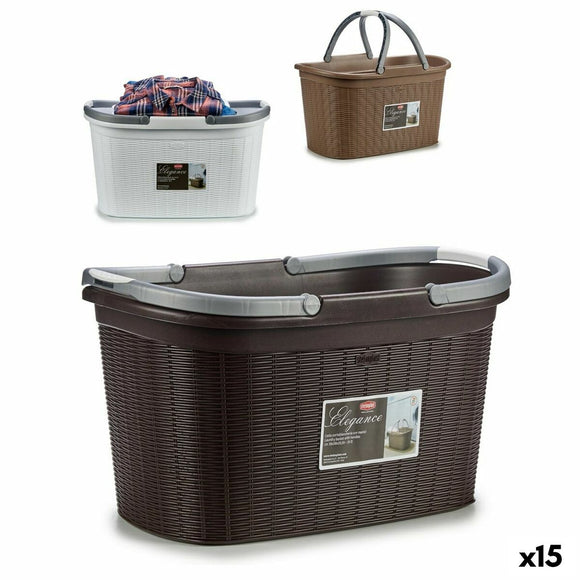 Laundry Basket Stefanplast Elegance Plastic 35 L 57,5 x 29 x 36,5 cm (15 Units)-0