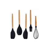 Set of Kitchen Utensils Black Silicone beech wood (24 Units)-1